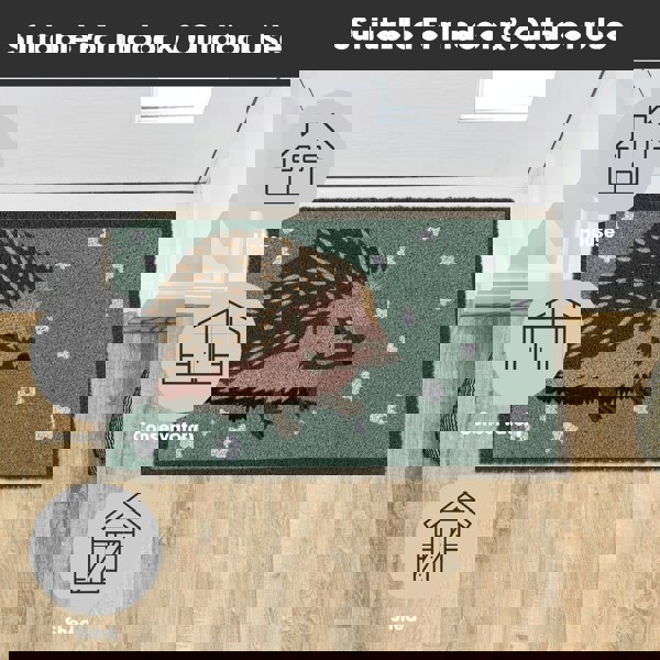 JVL Eco-Friendly Latex Backed Coir Entrance Doormat, 45x75cm - Hedgehog