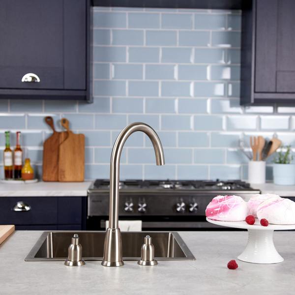 Flode Narvik | Dual Lever 3 Hole Kitchen Tap | Pewter Finish