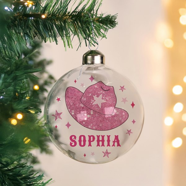 Personalised Memento Company Personalised Cowgirl Hat Christmas Bauble