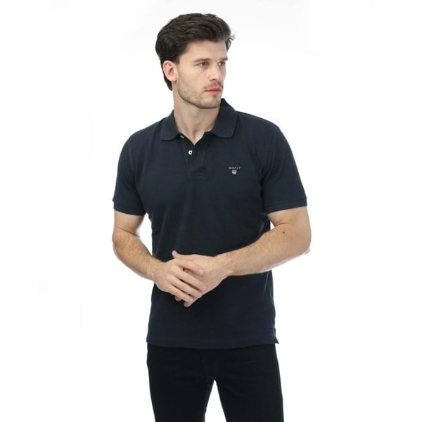 Gant Mens Rugger Piqué Regular Polo Shirt - Navy