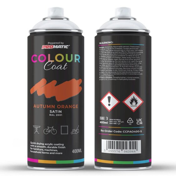 Colour Coat Autumn Orange RAL 2001 Satin Spray Paint 400ml