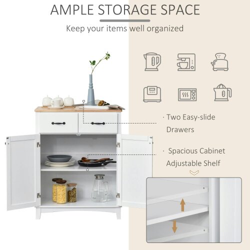 Wyld Haus Vamalu Wooden White Kitchen Cabinet With 2 Drawers For Dining And Living Spaces