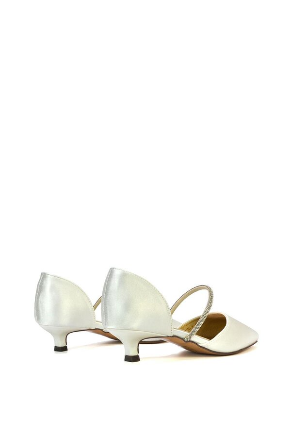 XY LONDON Diamante Strap Kitten Heel Pointed Toe Court Shoes