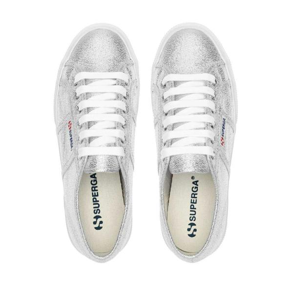 Superga Womens/Ladies 2740 Lame Platform Trainers - Grey Silver - 