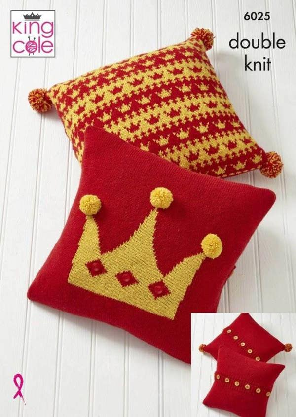 King Cole Merino Blend DK Knitting Pattern 6025, Cushions, Accessories, Headwear One Size