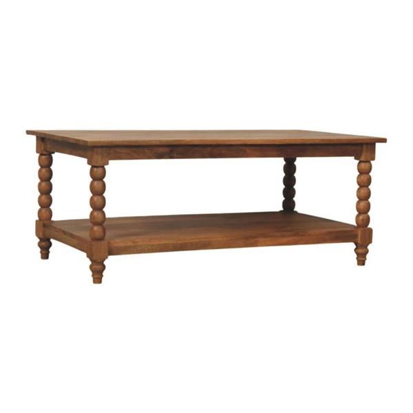 Artisan Furniture Solid Wood Spindle Coffee Table, 1 Open Slot, Brown