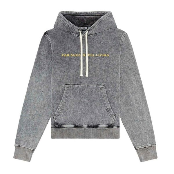 Diesel Mens Logo Hoodie - Grey Faded
