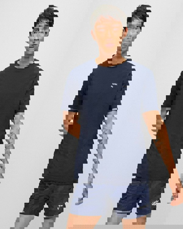 HUGO Dero222 Mens Cotton-Jersey T-Shirt with Logo Print NOS - Dark Blue 405