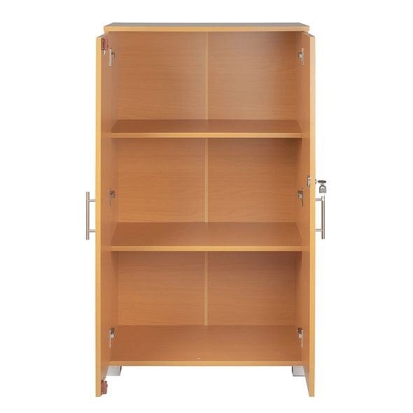 MMT Furniture Designs Beech wooden Filing cabinet with 2 shelves - 2 Door Lockable Filing Cabinet - Tall wood Office Storage Cupboard Organiser