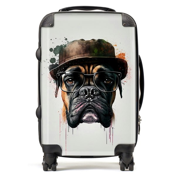 Warren Reed Boxer Dog Splashart Suitcase