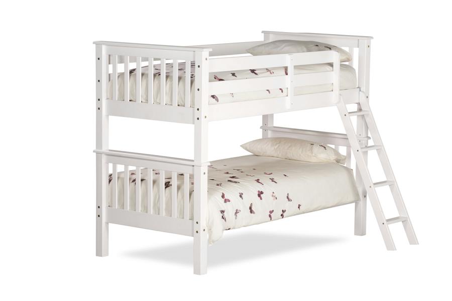 Oxford Solid Pine Bunk Bed White, Single Over Single, Converts to 2 Single Beds