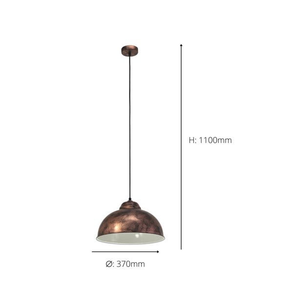 EGLO Truro 2 Antique Copper Industrial Pendant Light