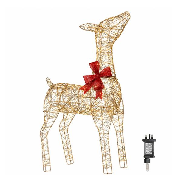 Samuel Alexander 90cm Light up Gold Twist Christmas Standing Reindeer with 300 Warm White LEDs