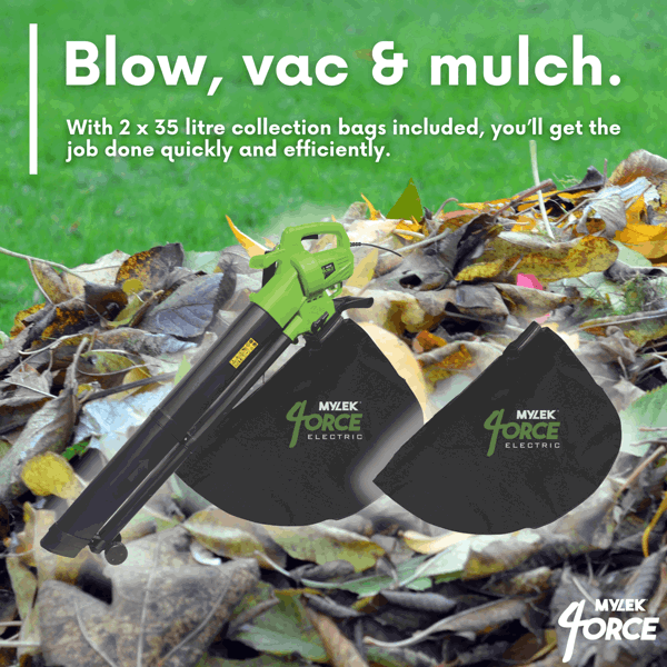 Mylek Leaf Blower And Vacuum, 3000W Garden Shredder Mulcher And Rake With And Two Collection Bags