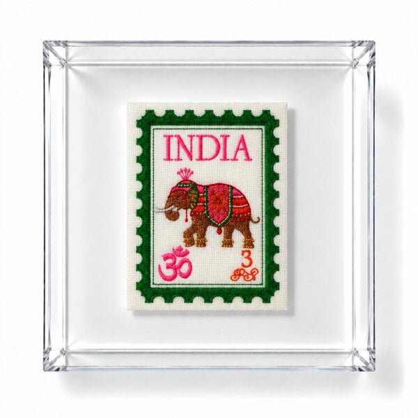 Lilly Loves India Inspired Postage Stamp Artwork