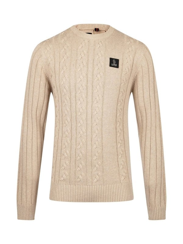 Luke 1977 Mitcham Cable Knit Jumper - Stone