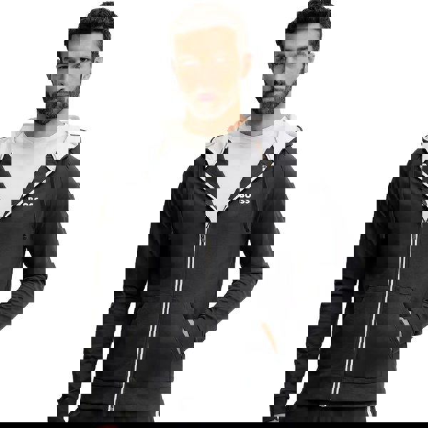 BOSS Full Zip Hooded Track Top Jacket Dark Grey