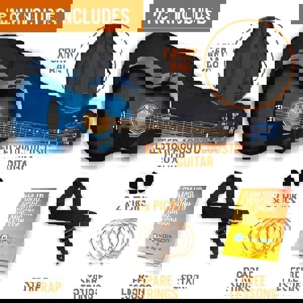 3rd Avenue Full Size Cutaway Electro Acoustic Guitar Pack Natural Acoustic Guitars#Colour_Blueburst