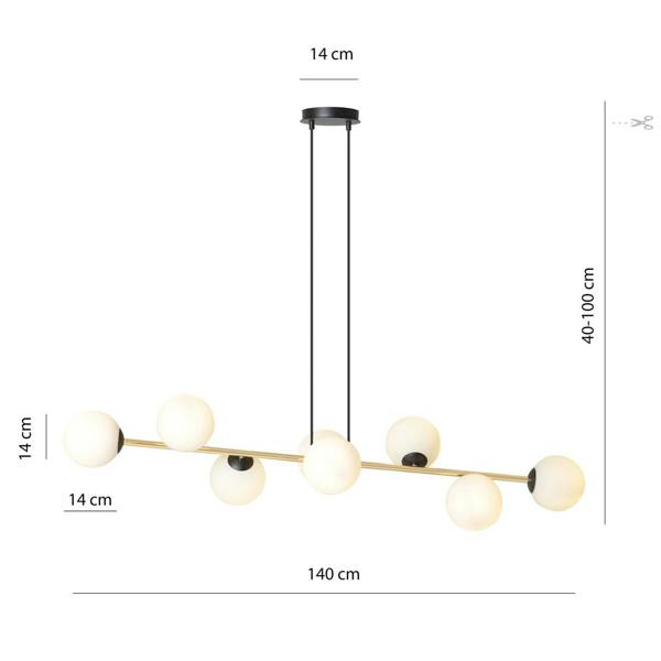 Emibig GRAVITY Pendant lamp 8 x E14  Black, gold with White Shade