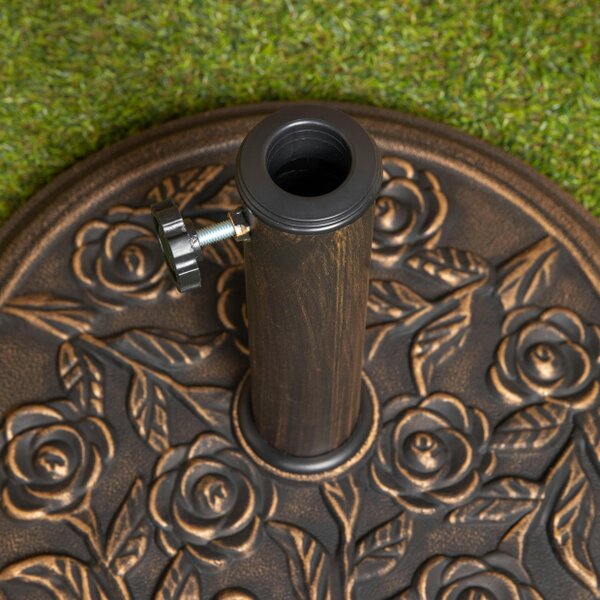 Samuel Alexander 9kg 45cm Bronze Cast Iron Effect Garden Patio Parasol Base with Rose Design