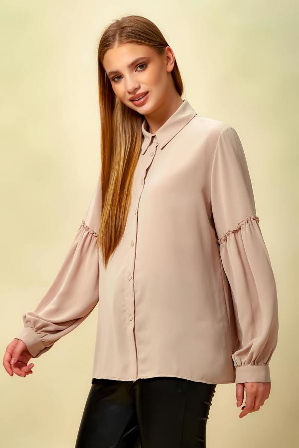 Hoxton Gal Patchwork Sleeves Shirt in Light Pink