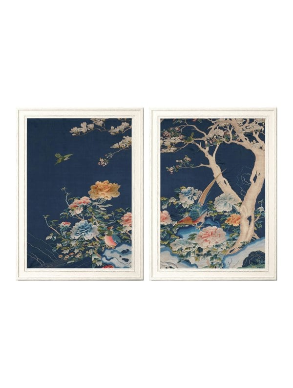 Exceptional Art Blue Blossom Trees Set of 2
