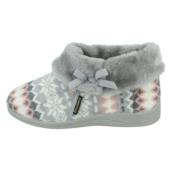 Rosebank Ladies Rosebank Memory Foam Norwegian Print Bootee Slippers Penny