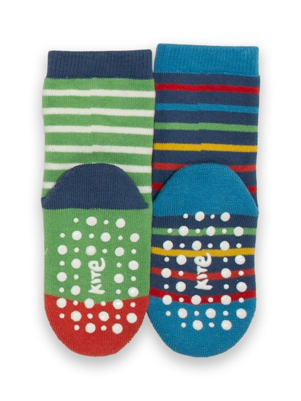 Kite Boys Organic Tiger Face Grippy Socks Fern