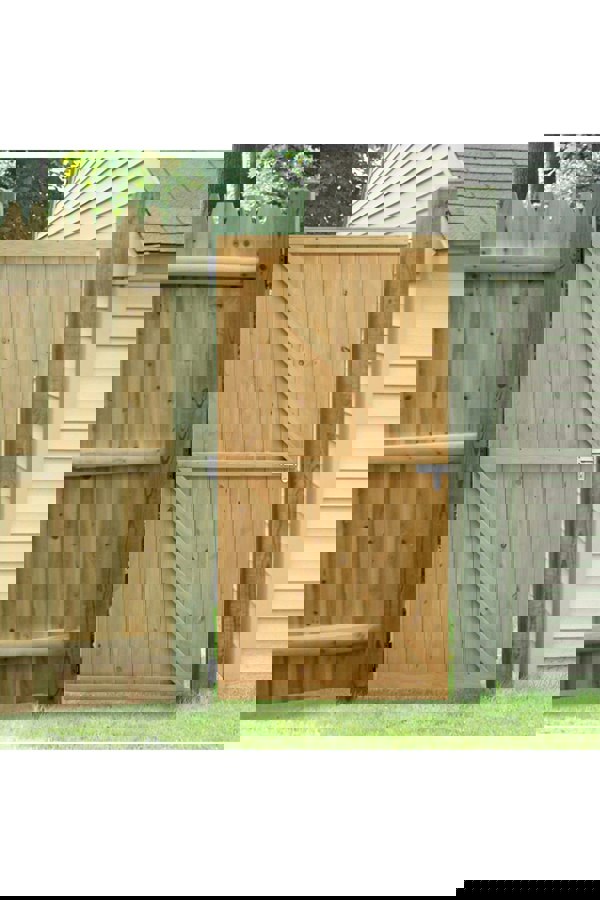 Living and Home 183x91cm Garden Pine Wood Flat Top Gate with 1pcs Latch & 3pcs 8 inch T-shaped Hinges