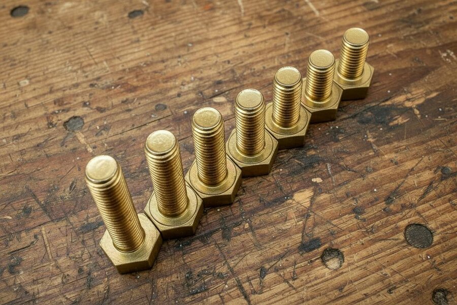 Fixaball M10 Brass Hex Set Screw Fully Threaded Bolt DIN933
