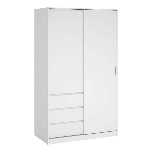 Wyld Haus Budapest White Wooden Wardrobe 2 Doors 3 Drawers