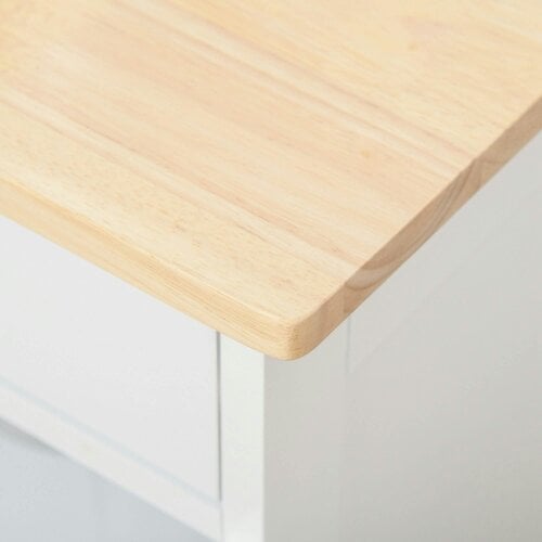 Wyld Haus Hala Wooden White Rolling Kitchen Island With Wine Rack 1 Drawer 3 Doors