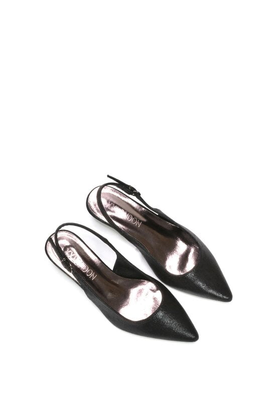XY LONDON Slingback Kitten Heel Court Shoes With Pointed Toe