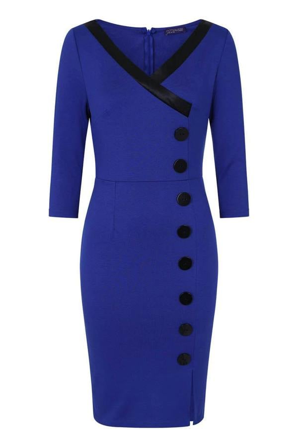 HotSquash 50s Silky Trimmed Button Wiggle Dress