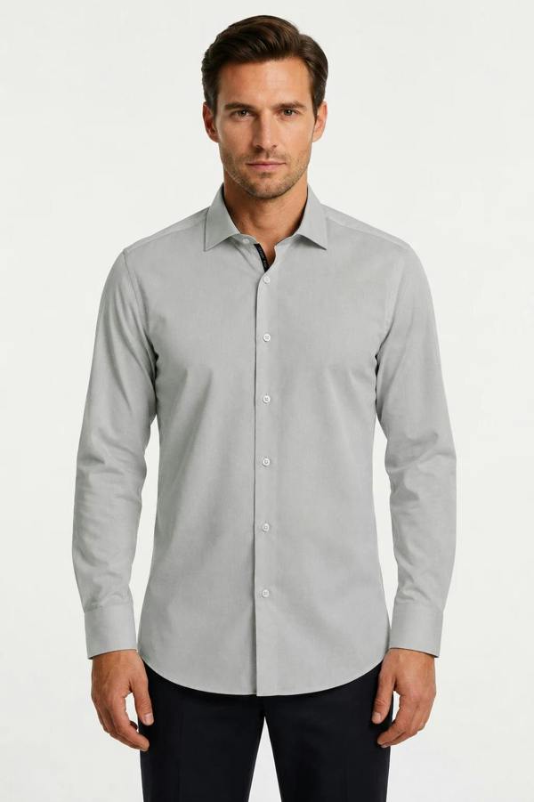Men's Long Sleeve Button-Down Dress Shirt - Grey - TruClothing.com - 17