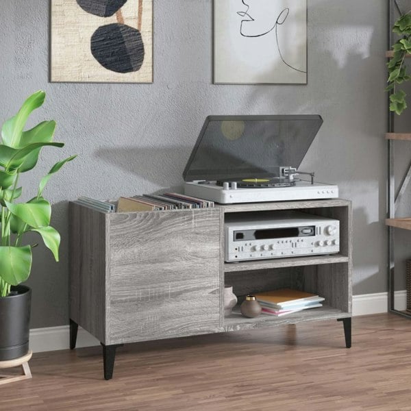 Berkfield Record Cabinet Grey Sonoma 84.5x38x48 cm Engineered Wood