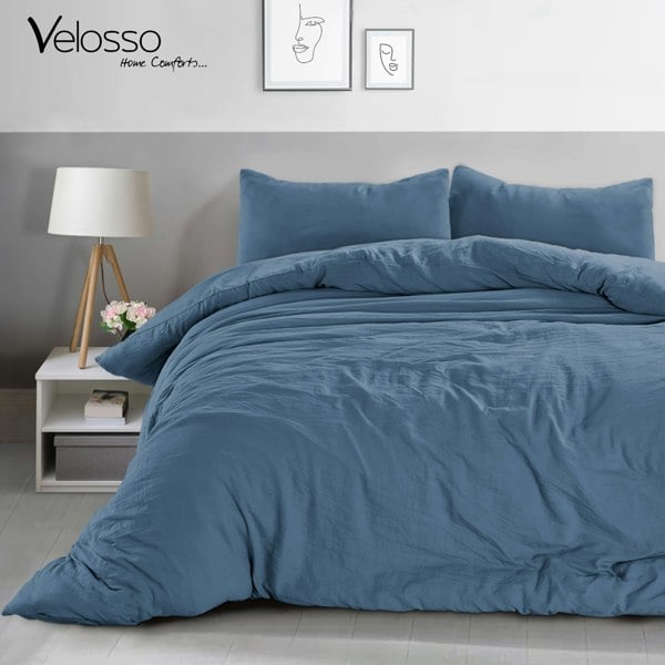 Velosso Modern Bedroom Calming Decor Duvet Cover & Pillowcase Set with Microfibre Finish and Button Enclosure