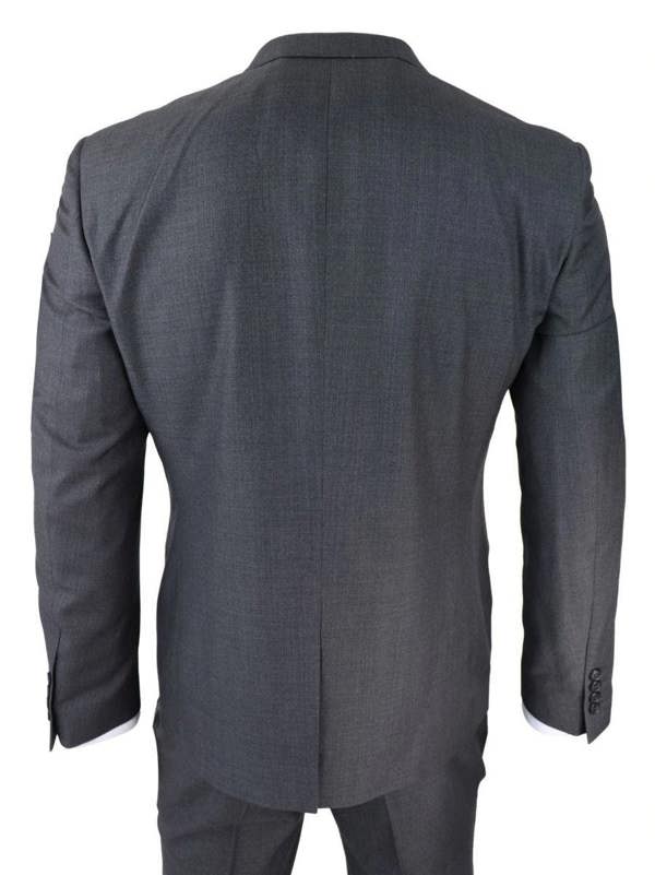 Paul Andrew Mens 3 Piece Charcoal Grey Classic Stitch Retro Suit