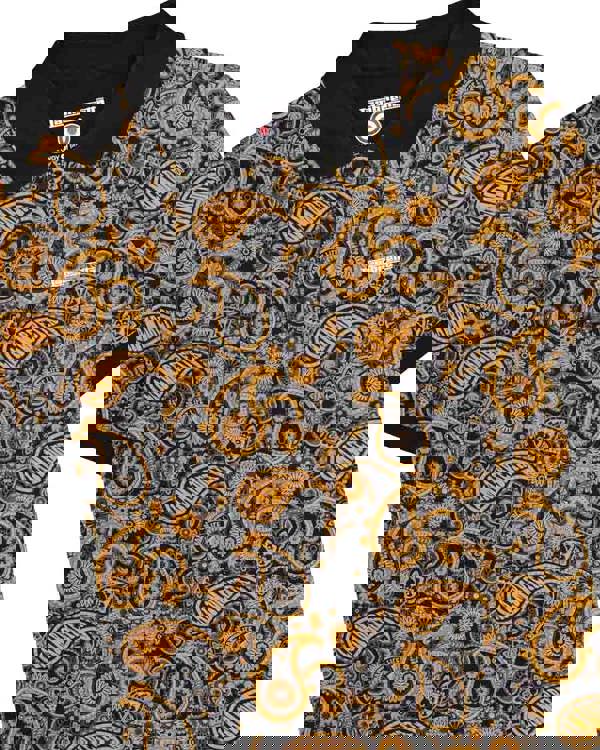 Lambretta Mens Classic Paisley Print Mod Retro Ska Casual Polo