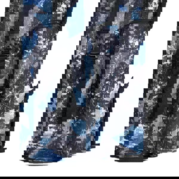 Blue and black Arena All Set 45L backpack with abstract pattern