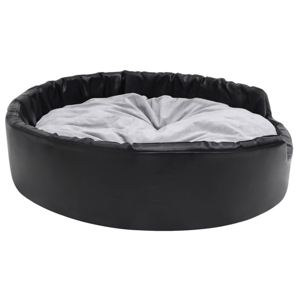 Berkfield Dog Bed Black and Grey 99x89x21 cm Plush and Faux Leather