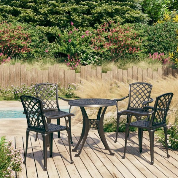 Berkfield 5 Piece Bistro Set Cast Aluminium Black