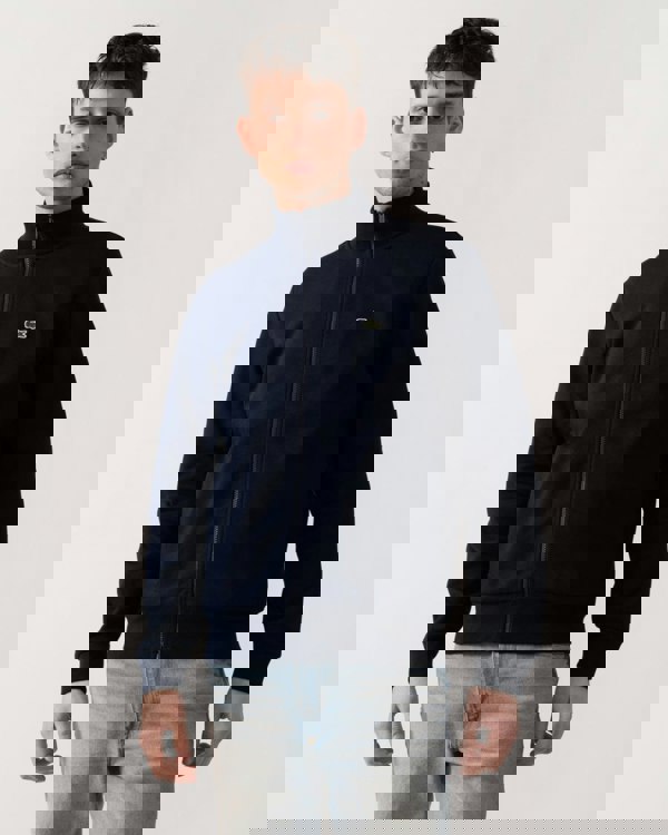 Lacoste Regular Fit Brushed Fleece Mens Zippered Sweatshirt - Navy Blue 166