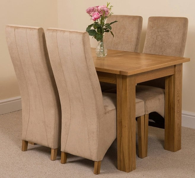That's Furniture Hampton Small Oak Extending Dining Table with Lola Fabric Chairs