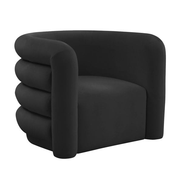 Furniture Edit Curves Black Velvet Lounge Occasional Accent Chair