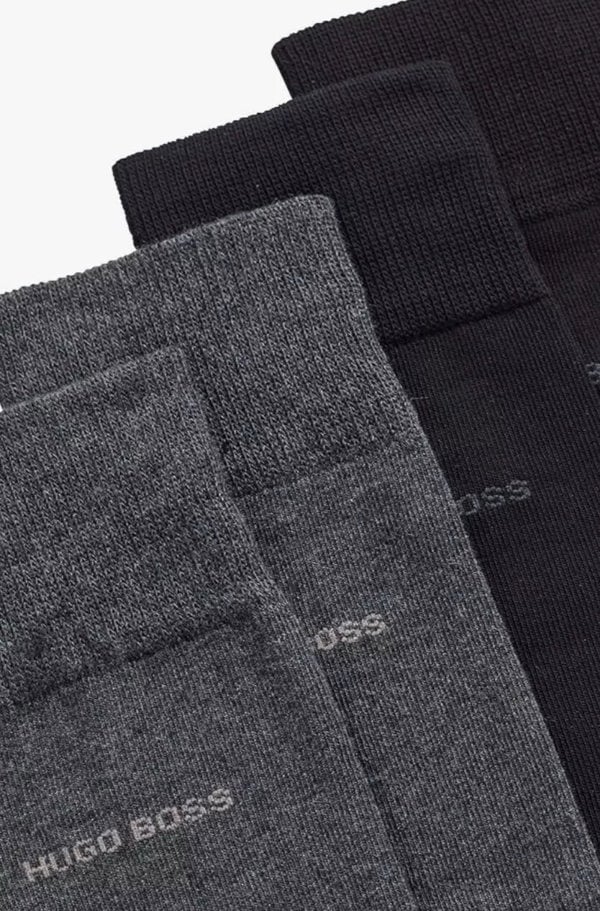 Hugo Boss Gift Set - 2 Pairs Men's Socks UK Size 6-11 (Grey and Black) with Thermal Mug