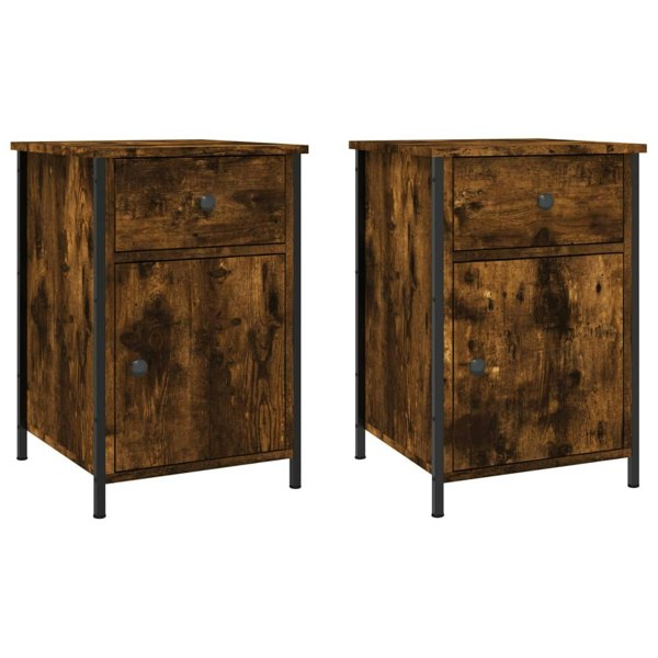 Berkfield Bedside Cabinets 2 pcs Smoked Oak 40x42x60 cm Engineered Wood