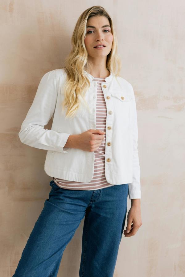 Lily & Me Seren Stretch Cotton Twill Jacket White