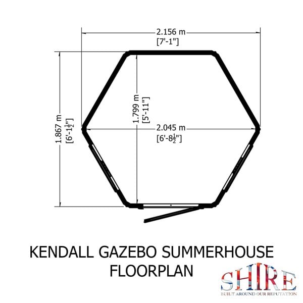 Shire Kendall Gazebo Hexagonal Summerhouse 6x6 12mm Cladding