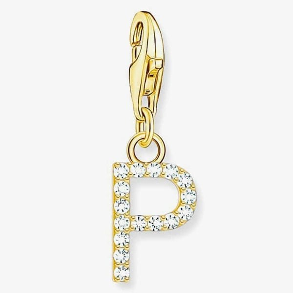 THOMAS SABO Gold Plated Cubic Zirconia Letter P Charm 1979-414-14